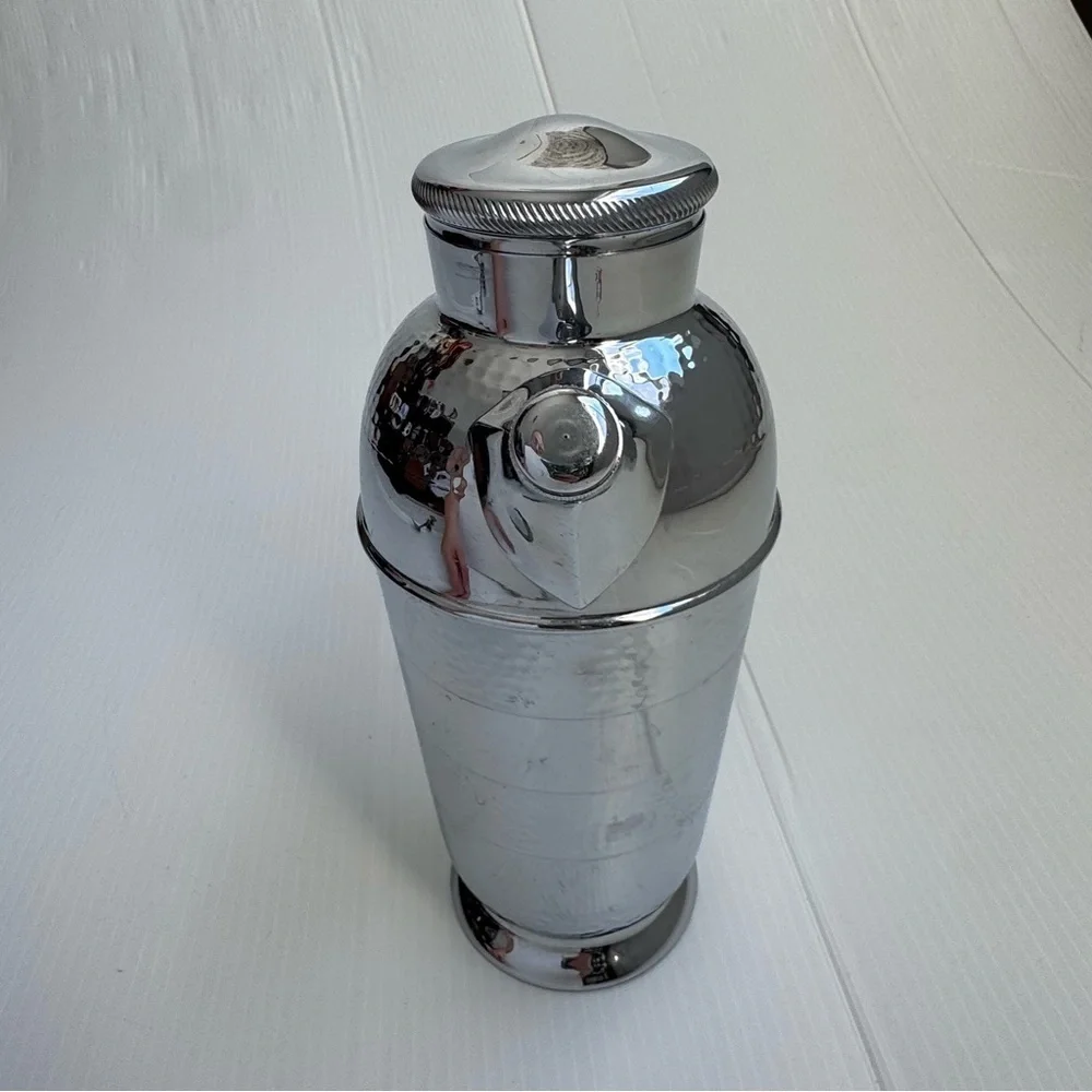 Vintage Krome kraft farber brother antique Silver Cocktail Shaker Black Handle